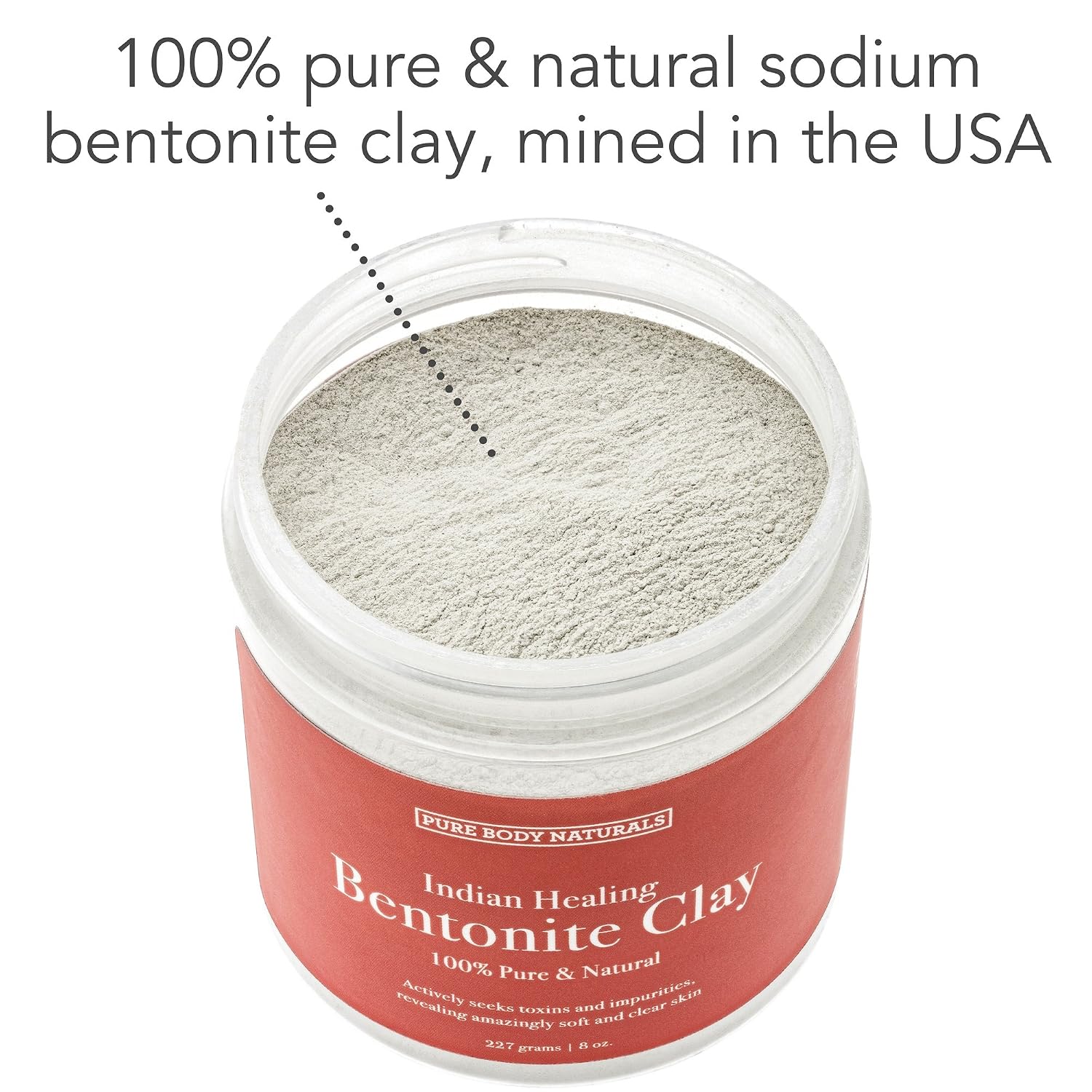 Pure Body Naturals Bentonite Clay Powder for DIY Detox Body & Face Mask, Pure Indian Heali